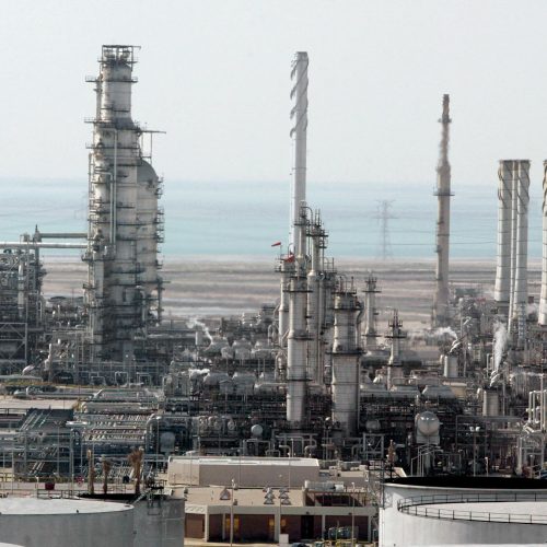 (FILES) A general view shows Ras Tanura's oil production plant near Dammam in Saudi Arabia's eastern province on December 27, 2004. The Saudi oil refinery along the Gulf coast was targeted in an attack on March 2, 2026, a source familiar with the incident told AFP, as Iran launched a fresh barrage at countries across the region. (Photo by BILAL QABALAN / AFP)