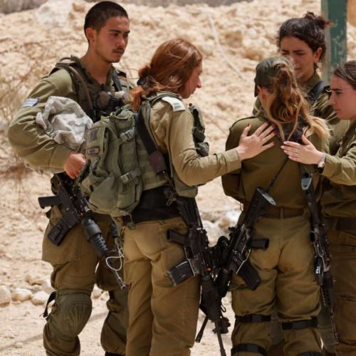Soldiers react near the site of a reported security incident near Israel's southern border with Egypt, Israel June 3, 2023. REUTERS/Amir Cohen