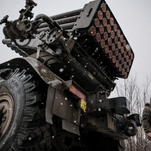 Servicemen of the 24th Mechanized brigade, named after King Danylo, of the Ukrainian Armed Forces prepare to fire a BM-21 Grad multiple-launch rocket system toward Russian troops, on a front line, amid Russia's attack on Ukraine, near the town of Chasiv Yar in Donetsk region, Ukraine February 15, 2025. Oleg Petrasiuk/Press Service of the 24th King Danylo Separate Mechanized Brigade of the Ukrainian Armed Forces/Handout via REUTERS ATTENTION EDITORS - THIS IMAGE HAS BEEN SUPPLIED BY A THIRD PARTY.
