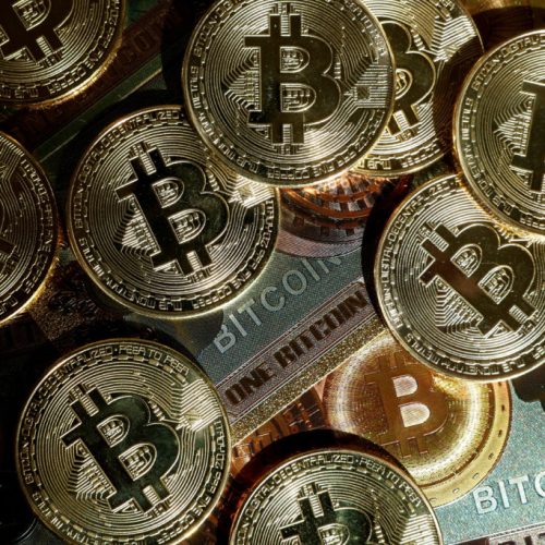FILE PHOTO: Representations of cryptocurrency Bitcoin are seen in this illustration picture taken in Paris, France, March 9, 2024. REUTERS/Benoit Tessier/Illustration/File Photo