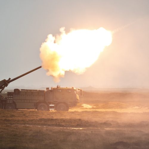 epa10415966 Danish Army 'Forsvaret' presents their new Caesar howitzer weapon system in Oksboel, Denmark, 12 November 2021 (reissued on 19 January 2023). Denmark will donate 19 French-made Caesar howitzer artillery systems to Ukraine, the Danish Defence Ministry announced on 19 January 2023.  EPA/Henning Bagger  DENMARK OUT