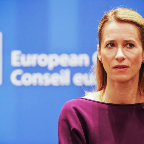 Prime Minister of Estonia Kaja Kallas at the European Council during the second day of the summit. The Estonian PM as seen at the Round Table with the European Leaders before the meeting. The summit of the EU leaders led to the collective agreement and conclusions about the Ukraine Russia conflict and the escalating aggression including food security, the critical infrastructure such as the Nord Stream pipelines, about the energy crisis and the economy with measures and proposals for lower energy prices, for a joint gas purchase proposal and about the external relations of the European Union. Brussels, Belgium on October 21, 2022 (Photo by Nicolas Economou/NurPhoto via Getty Images)