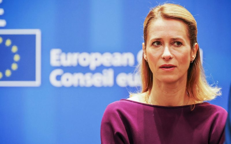 Prime Minister of Estonia Kaja Kallas at the European Council during the second day of the summit. The Estonian PM as seen at the Round Table with the European Leaders before the meeting. The summit of the EU leaders led to the collective agreement and conclusions about the Ukraine Russia conflict and the escalating aggression including food security, the critical infrastructure such as the Nord Stream pipelines, about the energy crisis and the economy with measures and proposals for lower energy prices, for a joint gas purchase proposal and about the external relations of the European Union. Brussels, Belgium on October 21, 2022 (Photo by Nicolas Economou/NurPhoto via Getty Images)