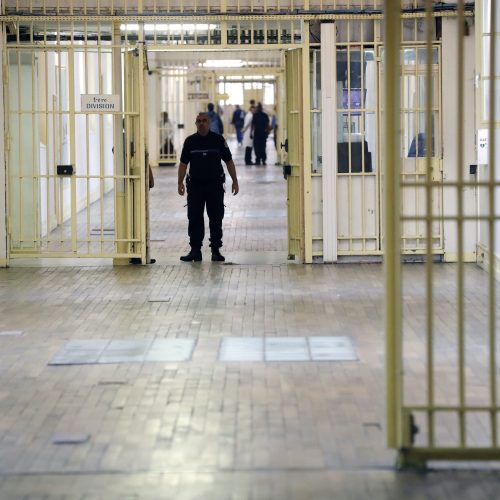 An officer stands at the Fresnes Prison in France in September 2016. Fresnes was the first French prison to separate radicalized inmates from the general prison population.