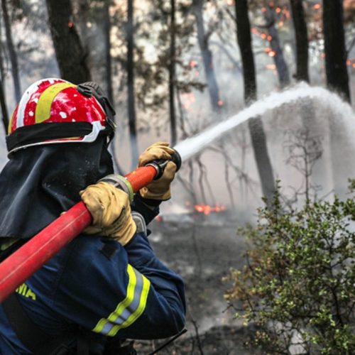 Σε ετοιμότητα παραμένει η Πυροσβεστική για τη φωτιά που εκδηλώθηκε κοντά στα σύνορα με τα Σκόπια