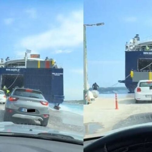 Παραλίγο ΕΦΙΑΛΤΗΣ!  Το πλοίο έφυγε… και το αυτοκίνητο πήγαινε για βουτιά! (Βίντεο)