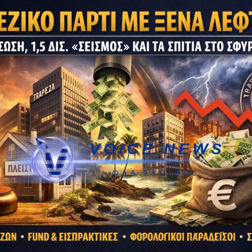 ΤΡΑΠΕΖΙΚΟ ΠΑΡΤΙ ΜΕ ΞΕΝΑ ΛΕΦΤΑ – 45 ΔΙΣ. ΔΙΑΣΩΣΗ, 1,5 ΔΙΣ. «ΣΕΙΣΜΟΣ» ΚΑΙ ΤΑ ΣΠΙΤΙΑ ΣΤΟ ΣΦΥΡΙ