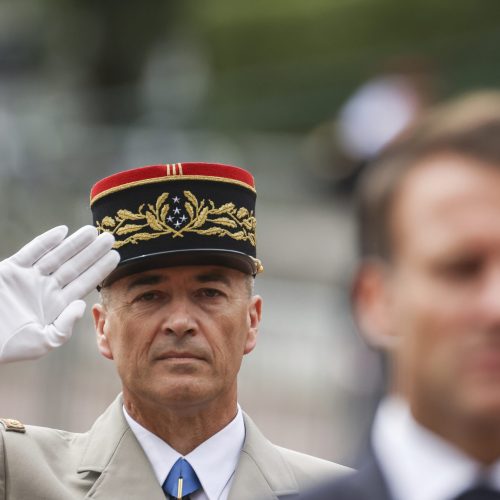 French Chief of the Defense Staff, General Thierry Burkhard attends a WWII ceremony marking the 83rd anniversary of late French General Charles de Gaulle's resistance call of 18 June 1940, at the Mont Valerien memorial in Suresnes near Paris, Sunday, June 18, 2023. (Mohammed Badra, Pool via AP)