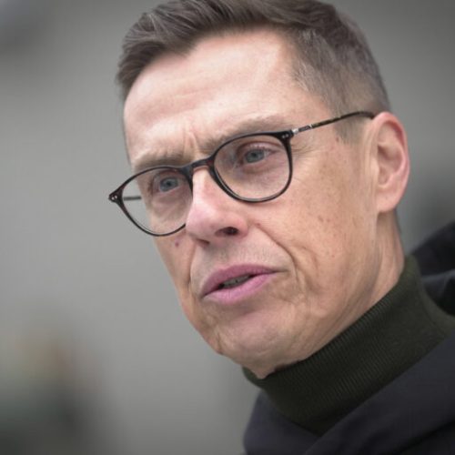 National Coalition presidential candidate Alexander Stubb speaks during an interview with The Associated Press after voting at a polling station during the presidential election in Espoo, Finland, Sunday, Jan. 28, 2024. Voters in Finland are electing a new president at an unprecedented time. The Nordic nation is now a NATO member following Russia's invasion of Ukraine, and its eastern border with Russia is closed. Both those things would have been almost unthinkable a few years ago. (AP Photo/Sergei Grits)