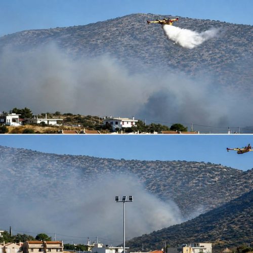 Φωτιά στον Κουβαρά Αττικής: Εκκενώθηκε ο Άγιος Στυλιανός