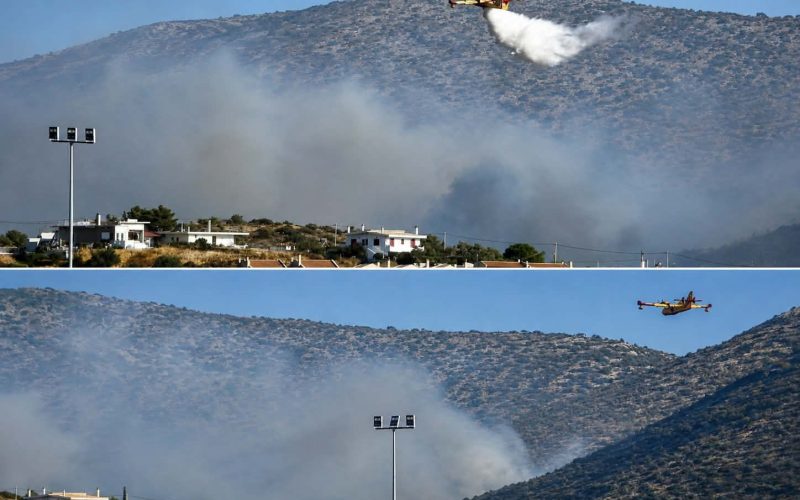 Φωτιά στον Κουβαρά Αττικής: Εκκενώθηκε ο Άγιος Στυλιανός