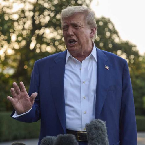 President Donald Trump speaks with reporters before boarding Marine One on the South Lawn of the White House, Tuesday, June 24, 2025, in Washington. (AP Photo/Evan Vucci)