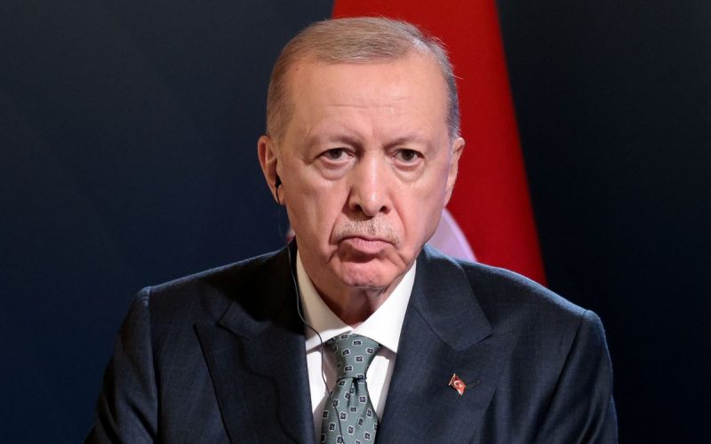 Turkish President Tayyip Erdogan attends a press conference with Italian Prime Minister Giorgia Meloni (not pictured), at Villa Doria Pamphili in Rome, Italy, April 29, 2025. REUTERS/Remo Casilli