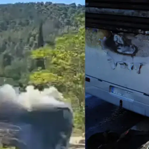 Φωτιά σε πούλμαν με τουρίστες στην περιφερειακή Υμηττού