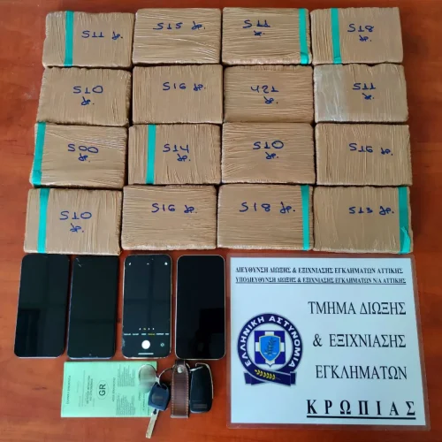 Επιχείρηση της ΕΛ.ΑΣ. στα Καλύβια – Πάνω από 8 κιλά ηρωίνης εντοπίστηκαν σε σπίτι – 3 συλλήψεις