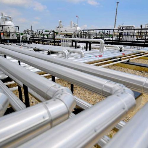 epa07660232 A new natural gas processing plant of O&GD Central Ltd. is pictured near Konyar, Hungary, 20 June 2019, on its day of inauguration. The Dutch-owned company has invested 6 billion forints (some 19 million euros) to build the most modern gas plant in Eastern Hungary. The plant currently has a daily capacity of 480 thousand cubic meters, which may be doubled over time.  EPA/Zsolt Czegledi HUNGARY OUT