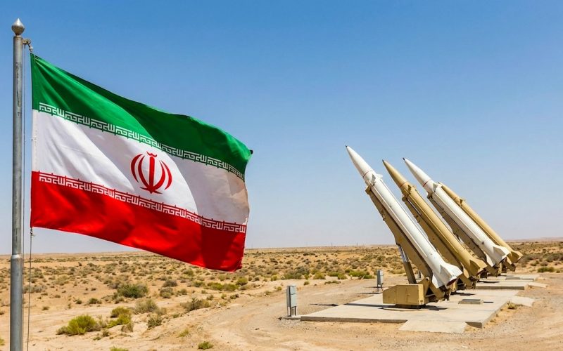 Iran flag and nuclear bomb missles