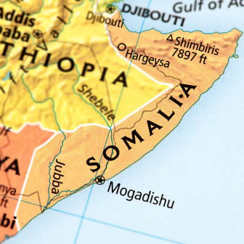 Map of Somalia. A detail from the World Map.
