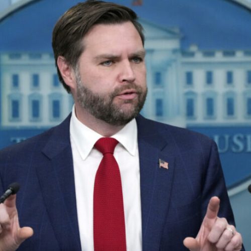 FILE - Vice President JD Vance speaks in the James Brady Press Briefing Room at the White House, Jan. 30, 2025, in Washington. (AP Photo/Alex Brandon, File)