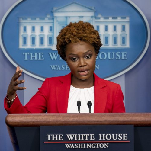White House deputy press secretary Karine Jean-Pierre speaks at a press briefing at the White House in Washington, Thursday, Nov. 4, 2021. (AP Photo/Andrew Harnik)