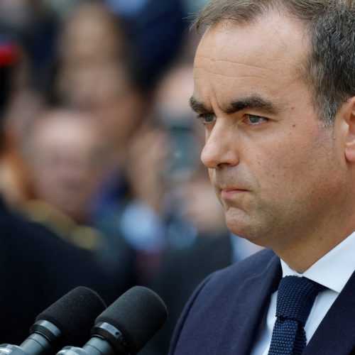 French newly appointed Prime Minister Sebastien Lecornu attends the handover ceremony at the Hotel Matignon in Paris, France, September 10, 2025. REUTERS/Stephanie Lecocq