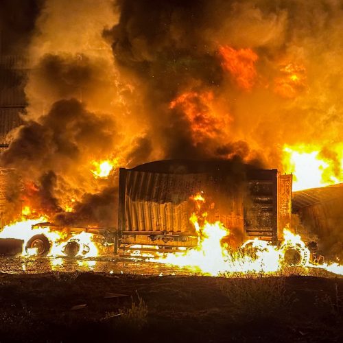 In this photo provided by the Ukrainian Emergency Service, emergency services personnel work to extinguish a fire following a Russian attack in Odesa, Ukraine, Thursday, Oct. 9, 2025. (Ukrainian Emergency Service via AP)