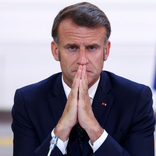 French President Emmanuel Macron attends a meeting with New Caledonia's elected officials and state representatives who have concluded a historic agreement allowing the creation of a "State of New Caledonia" within the French Republic, at the Elysee Palace in Paris, France, July 12, 2025. REUTERS/Tom Nicholson/Pool