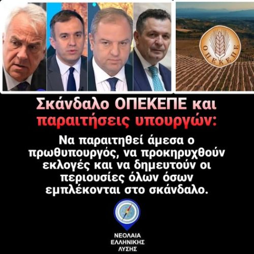 Νεολαία Ελληνικής Λύσης: Εντελώς προσχηματική η παραίτηση Βορίδη και των τριών υφυπουργών