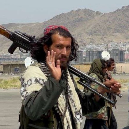 Taliban forces patrol at a runway a day after U.S troops withdrawal from Hamid Karzai International Airport in Kabul, Afghanistan August 31, 2021. REUTERS/Stringer     TPX IMAGES OF THE DAY