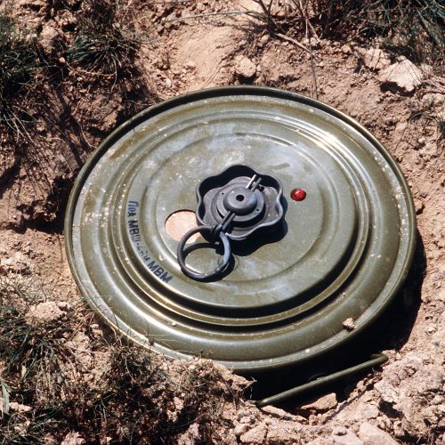 A Soviet TM-46 anti-personnel mine.