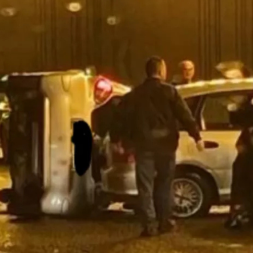 Ανατροπή ΙΧ σε τροχαίο στη γέφυρα Χαμοστέρνας τα ξημερώματα