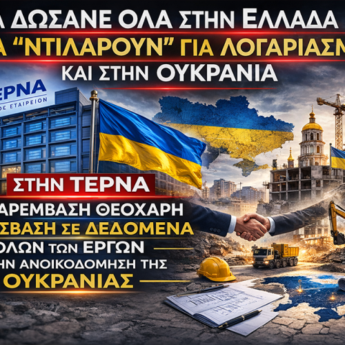 ΤΑ ΔΩΣΑΝΕ ΟΛΑ ΣΤΗΝ ΕΛΛΑΔΑ ΤΩΡΑ “ΝΤΙΛΑΡΟΥΝ” ΓΙΑ ΛΟΓΑΡΙΑΣΜΟ ΚΑΙ ΣΤΗΝ ΟΥΚΡΑΝΙΑ. ΣΤΗΝ ΤΕΡΝΑ ΜΕ ΠΑΡΕΜΒΑΣΗ ΘΕΟΧΑΡΗ Η ΠΡΟΣΒΑΣΗ ΣΕ ΔΕΔΟΜΕΝΑ ΟΛΩΝ ΤΩΝ ΕΡΓΩΝ ΓΙΑ ΤΗΝ ΑΝΟΙΚΟΔΟΜΗΣΗ ΤΗΣ ΟΥΚΡΑΝΙΑΣ